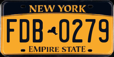 NY license plate FDB0279