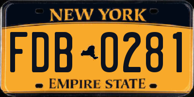 NY license plate FDB0281