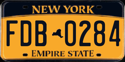 NY license plate FDB0284