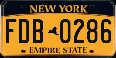 NY license plate FDB0286