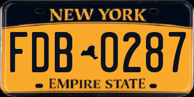 NY license plate FDB0287
