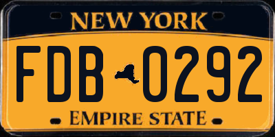 NY license plate FDB0292