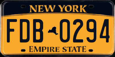 NY license plate FDB0294