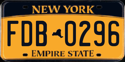 NY license plate FDB0296