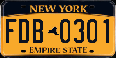 NY license plate FDB0301