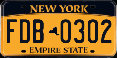 NY license plate FDB0302