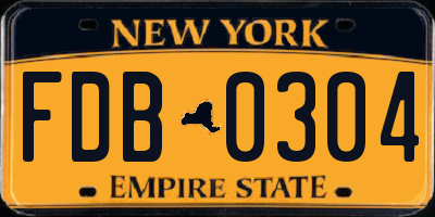 NY license plate FDB0304