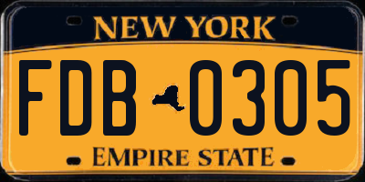 NY license plate FDB0305