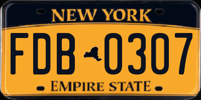 NY license plate FDB0307