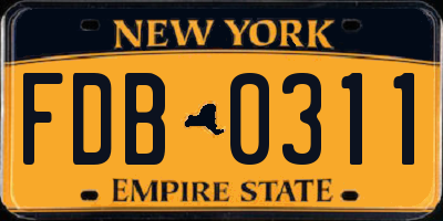 NY license plate FDB0311