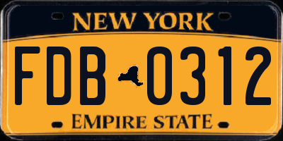 NY license plate FDB0312