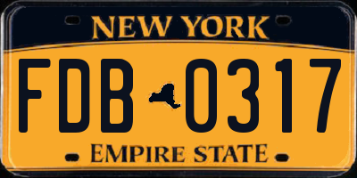 NY license plate FDB0317
