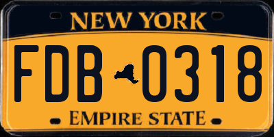 NY license plate FDB0318