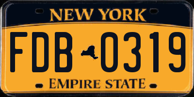NY license plate FDB0319