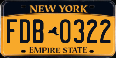 NY license plate FDB0322