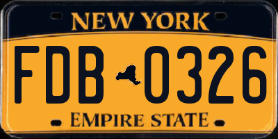 NY license plate FDB0326