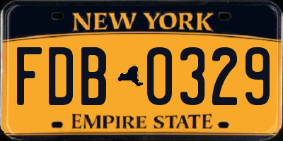 NY license plate FDB0329