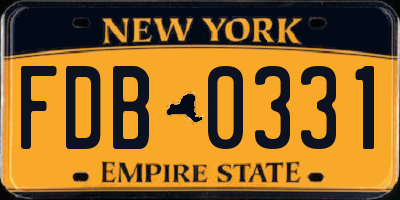 NY license plate FDB0331