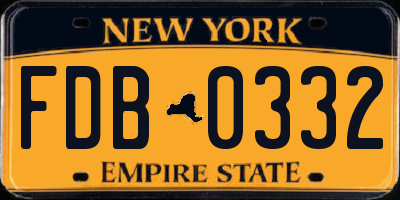 NY license plate FDB0332