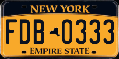 NY license plate FDB0333