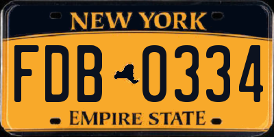 NY license plate FDB0334