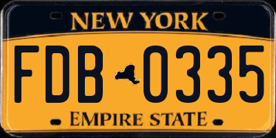 NY license plate FDB0335