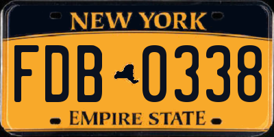 NY license plate FDB0338