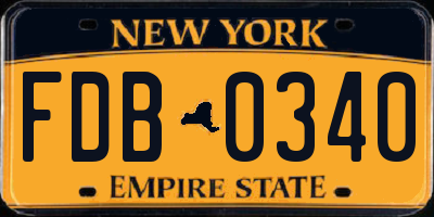 NY license plate FDB0340