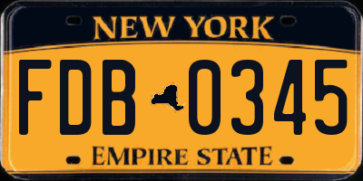 NY license plate FDB0345