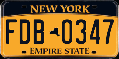 NY license plate FDB0347