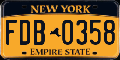 NY license plate FDB0358