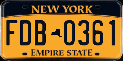 NY license plate FDB0361