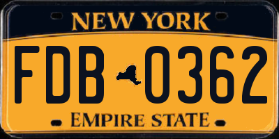 NY license plate FDB0362