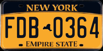 NY license plate FDB0364