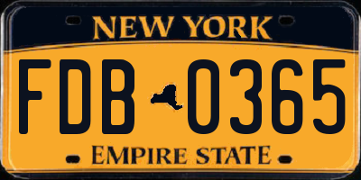 NY license plate FDB0365