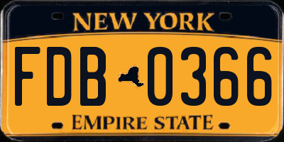 NY license plate FDB0366