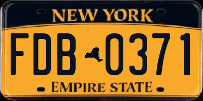 NY license plate FDB0371