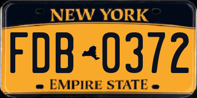 NY license plate FDB0372