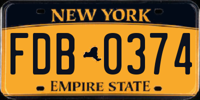 NY license plate FDB0374