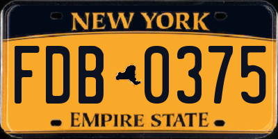 NY license plate FDB0375