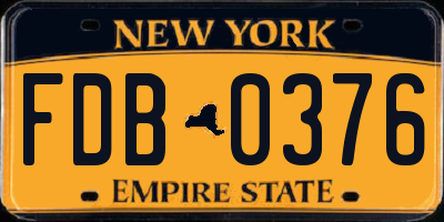 NY license plate FDB0376