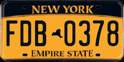 NY license plate FDB0378