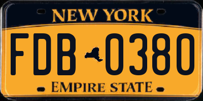 NY license plate FDB0380