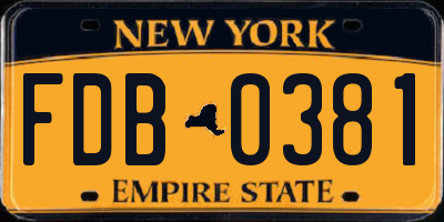 NY license plate FDB0381