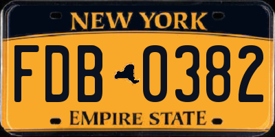 NY license plate FDB0382