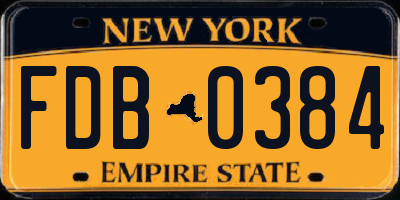 NY license plate FDB0384