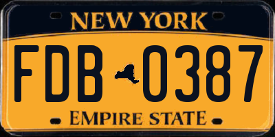 NY license plate FDB0387