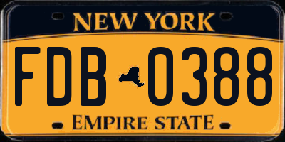 NY license plate FDB0388