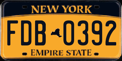 NY license plate FDB0392