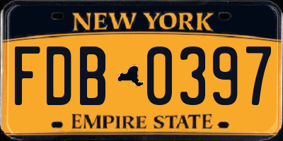NY license plate FDB0397